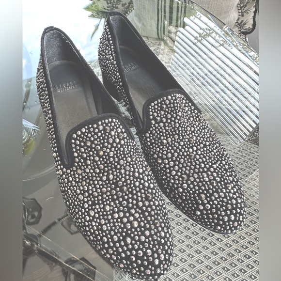 Stuart Weitzman Shoes - Gorgeous Black Studded Loafers